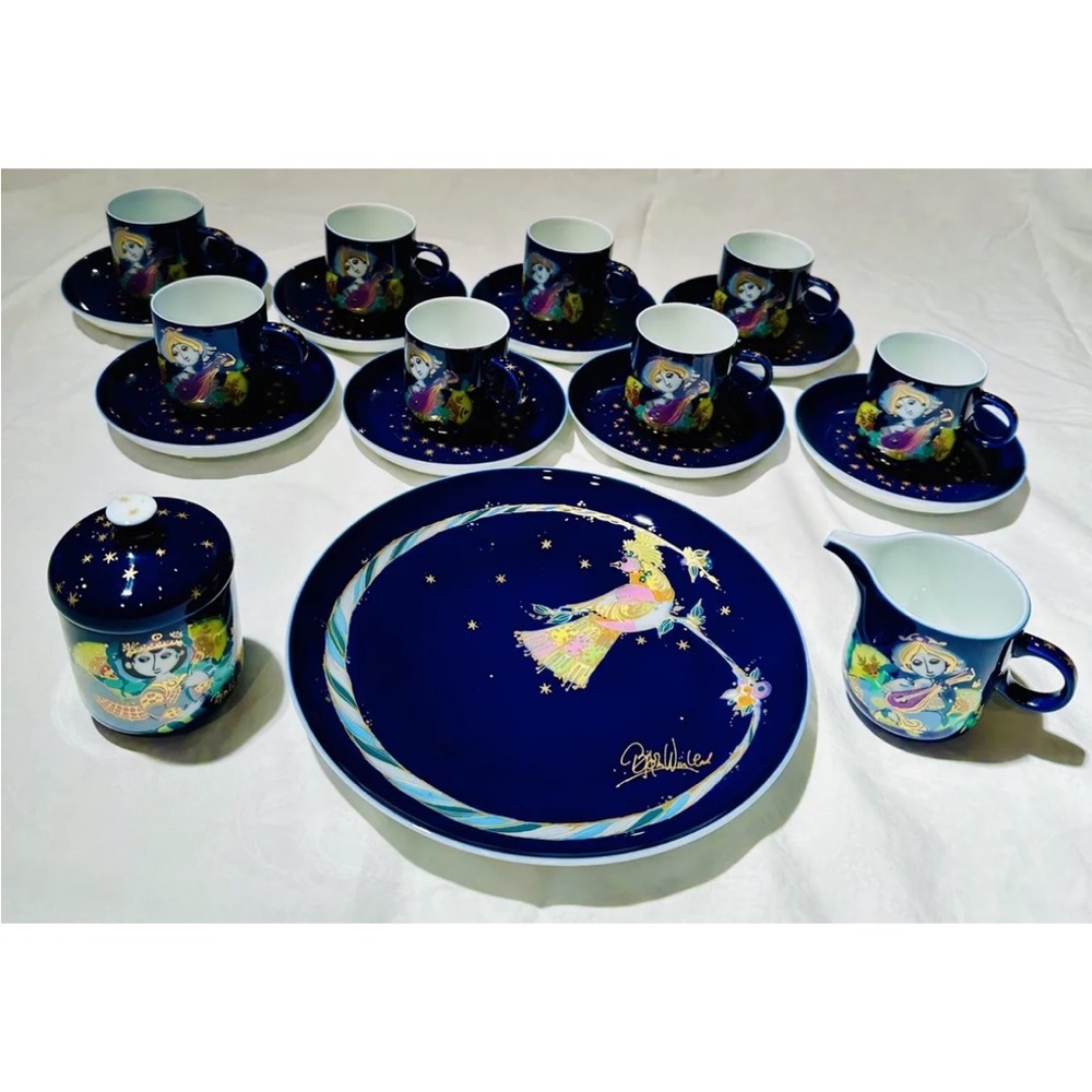 VINTAGE 1970s ROSENTHAL 1001 NIGHTS BJORN WIINBLAD DEMITASSE SET CUPS SAUCERS